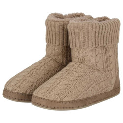 Apollo Dames pantoffels kabel patroon taupe