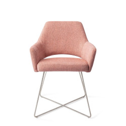 Jesper Home Yanai pink punch eetkamerstoel cross steel