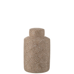 J-Line kan decoratief wabi porselein beige/wit large 20x20x30.5cm
