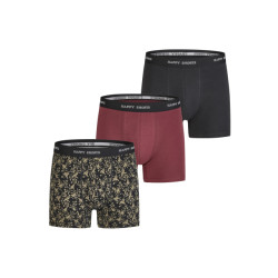 Happy Shorts Heren boxershorts trunks 3-pack zwart/bordeaux rood