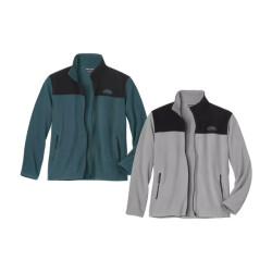 Atlas For Men Heren fleece jas met contrast paneel (set van 2)