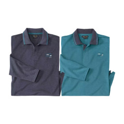 Atlas For Men Heren jersey poloshirt met lange mouwen (set van 2)