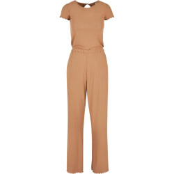 Urban Classics Dames jumpsuit met geribbelde wijde pijpen