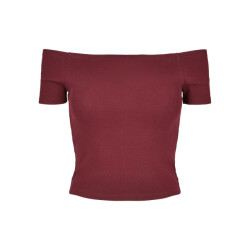 Urban Classics Dames geribd off shoulder t-shirt