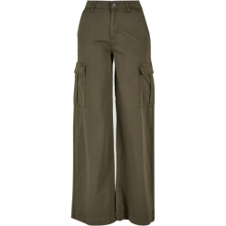 Urban Classics Dames twill hoge taille wijde pijpen cargo broek