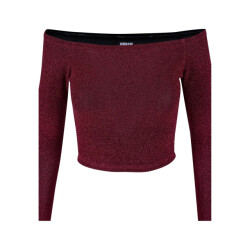 Urban Classics Dames glitter off shoulder top met lange mouwen