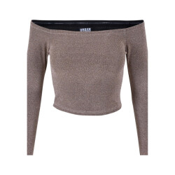 Urban Classics Dames glitter off shoulder top met lange mouwen