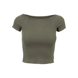 Urban Classics Dames geribd off shoulder t-shirt