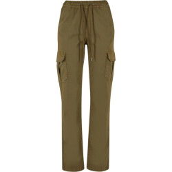 Urban Classics Dames twill cargo broek met hoge taille