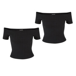 Urban Classics Dames geribd organic cotton off shoulder top (set van 2)