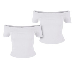 Urban Classics Dames geribd organic cotton off shoulder top (set van 2)