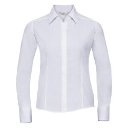 Russell Athletic Collectie dames lange mouwen poly-katoen gemakkelijk onderhoud gepaste poplin shirt