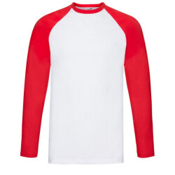 Fruit of the Loom Heren valueweight baseball t-shirt met lange mouwen
