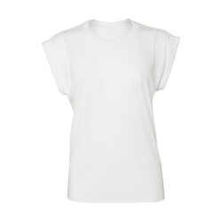 Bella + Canvas Dames flowy muscle t-shirt met opgerolde mouwen