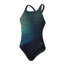 Speedo eco+ dig print medalist bla/grn badpak sport dames