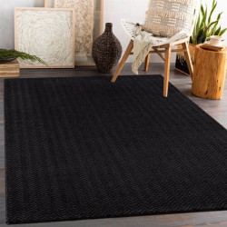 Muratap Fancy effen laagpolig modern vloerkleed zwart 200x290 cm- 200x290 cm