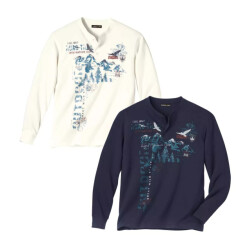Atlas For Men Heren henley t-shirt met lange mouwen (pack of 2)