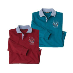 Atlas For Men Heren rugby poloshirt (set van 2)