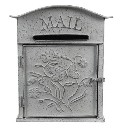 Clayre & Eef Clayre & eef brievenbus 26x10x31 cm wit metaal bloemen mail