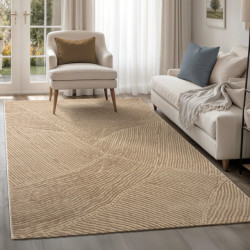 Muratap Japandi abstract vloerkleed laagpolig modern design effen uni beige-