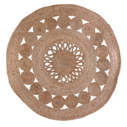 4goodz Vloerkleed jute naturel met motief rond Ø 90 cm -