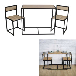 Home Deco Factory Eettafelset met 2 stoelen mdf en metaal met zwart