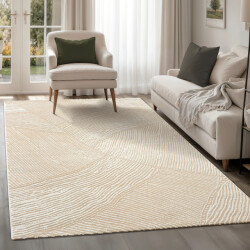 Muratap Japandi abstract vloerkleed laagpolig modern design creme 200x280