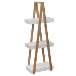 4goodz Opbergrek met 3 schappen 30x82 cm bamboe/mdf wit/