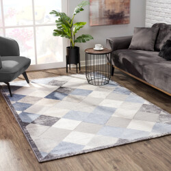Muratap Evra bali modern vloerkleed laagpolig tapijt blauw- 160x220 cm