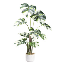 Kopu ® kunstplant monstera variegata 100 cm 9 bladeren gatenplant