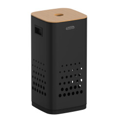 Luzzo ® rvs wasmand 50 liter met bamboo deksel