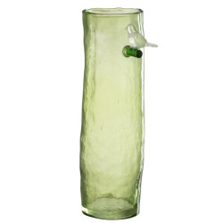 J-Line vaas lang vogel glas large 13.5x9.5x32cm