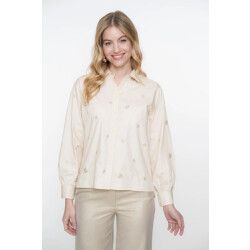 Geisha 53068-14 010 blouse embroidery flowers off-white/gold