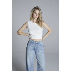 Homage to Denim H-cs25m72 rib cropped top h knot