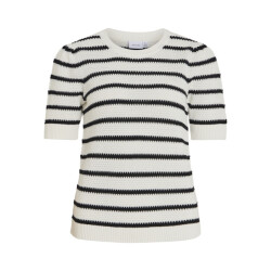 Vila vidalo o-neck s/s stripe knit-noos 14106601 black
