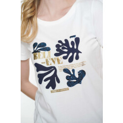 Geisha 52114-41 010 t-shirt 'believe' off-white/navy