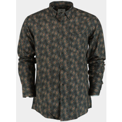 Bos Bright Blue Casual hemd lange mouw grey with flowers 26413/v01