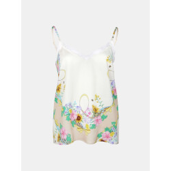 Mucho Gusto ® slip top creme bloem luipaardprint