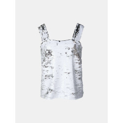 Mucho Gusto ® paillettentop wit zilver