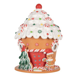 Clayre & Eef Gingerbread house met led 23x23x32 cm kunststof