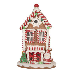 Clayre & Eef Gingerbread house met led 14x14x22 cm bruin kunststof