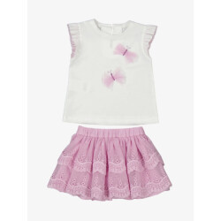 Mayoral Embroidered tulle skirt set