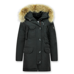 Gentile Bellini Lange parka winterjas met bontkraag