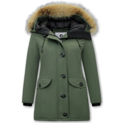 Matogla Groene winterjas met bontkraag