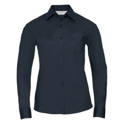 Russell Athletic Dames klassiek polycotton easy-care shirt met lange mouwen