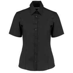 Kustom Kit Dames getailleerde business shirt met korte mouwen