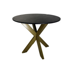 HSM Collection -ronde eettafel marmer-90x90x76-/goud-marmer/metaal
