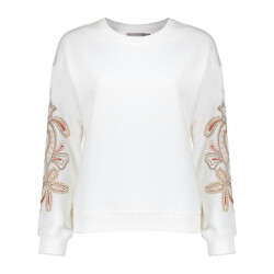 Geisha sweater embroiderd sleeves 52140-24 10 off-white
