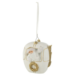 J-Line sneeuwcabine kerstman poly /goud 18x15.5x23cm