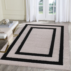 Muratap Luxus shaggy plus hoogpolig vloerkleed modern geometrisch design creme/zwart